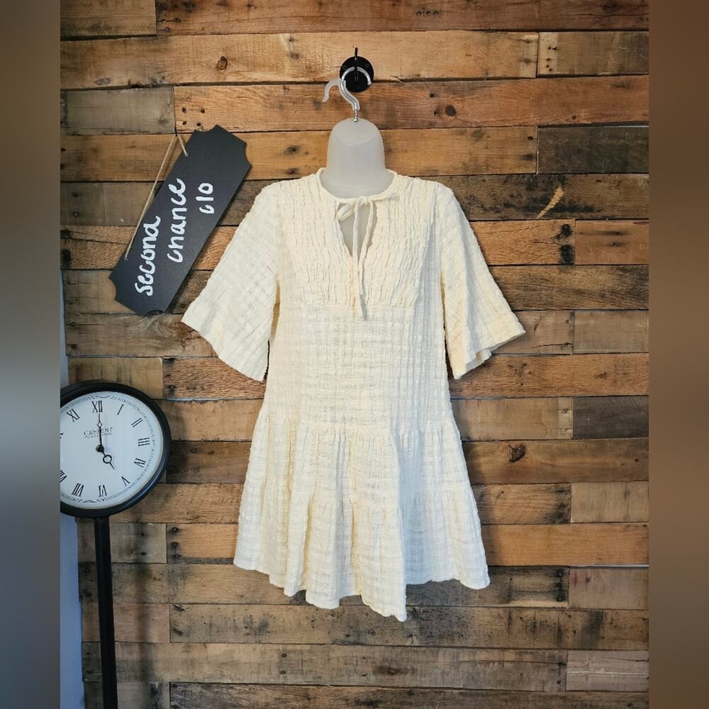 SALE-Little lies women's pale yellow mini dress with bell sleeves size S